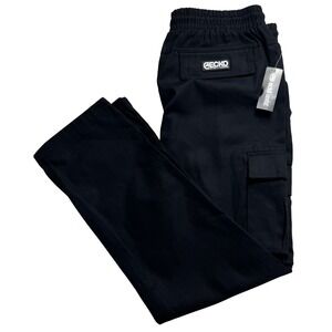 Ecko Unltd Mens Cargo Pants Black Elastic Waist NWT Size L